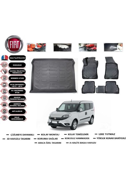 Doblo 2022 Model Bagaj Havuzu Araca Özel Paspas Takımı Prrox