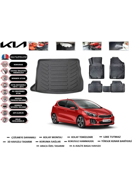 Ceed Hb 2017 Model Alt Bagaj Havuzu Araca Özel Paspas Takımı Flex