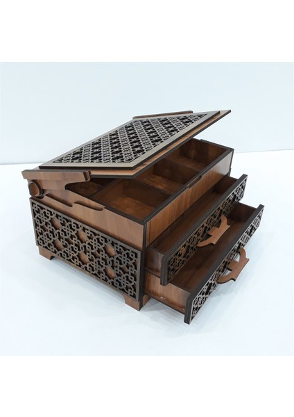 Ahşap Sandık Takı Mücevher Kutusu 20 cm x 15 cm x 12 cm
