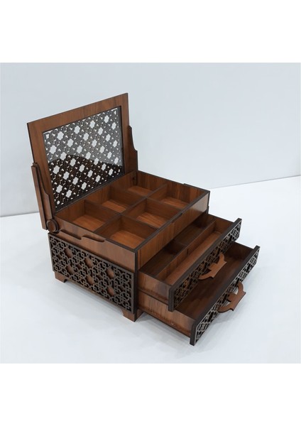 Ahşap Sandık Takı Mücevher Kutusu 20 cm x 15 cm x 12 cm