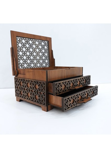 Ahşap Sandık Takı Mücevher Kutusu 20 cm x 15 cm x 12 cm
