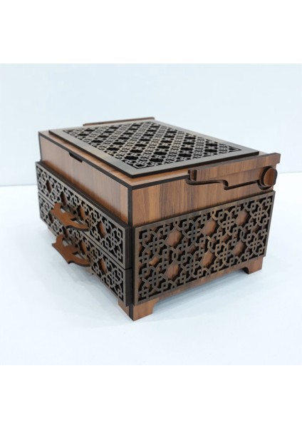 Ahşap Sandık Takı Mücevher Kutusu 20 cm x 15 cm x 12 cm