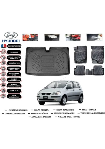 Getz 2005 Model Bagaj Havuzu Araca Özel Paspas Takımı Flex