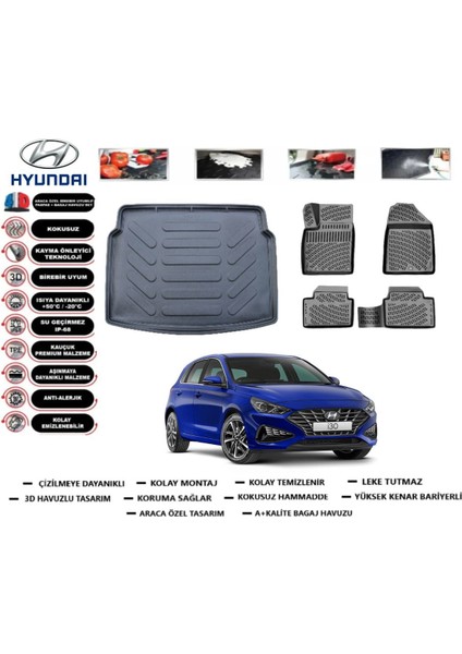 I30 2019 Model Alt Bagaj Havuzu Araca Özel Paspas Takımı Flex