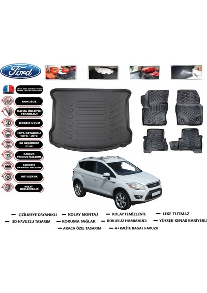 Kuga 2010 Model Bagaj Havuzu Araca Özel Paspas Takımı Prrox