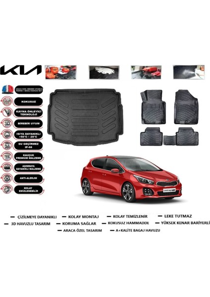 Ceed Hb 2012 Model Üst Bagaj Havuzu Araca Özel Paspas Takımı Prrox
