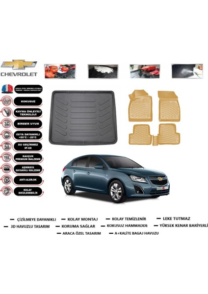 Chevrolet Cruze Hb 2013 Model Bagaj Havuzu(Paspası)+Araca Özel Bej Paspas Takımı Flex
