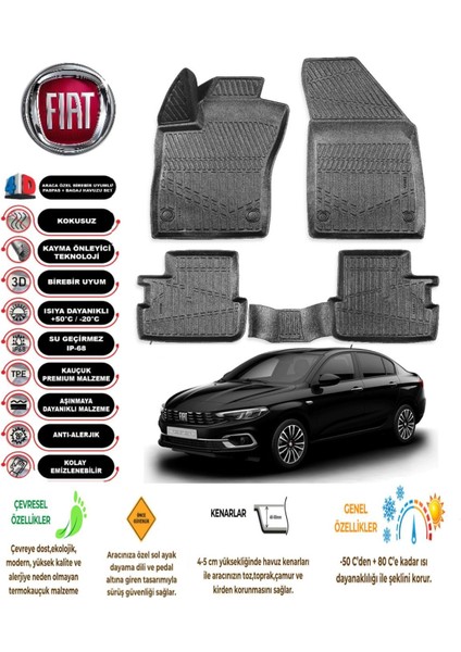 Egea Sedan 2024 Model 4d Araca Özel Havuzlu Paspas Takımı