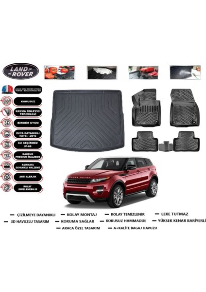 Evoque 2015 Model Bagaj Havuzu Araca Özel Paspas Takımı Prrox