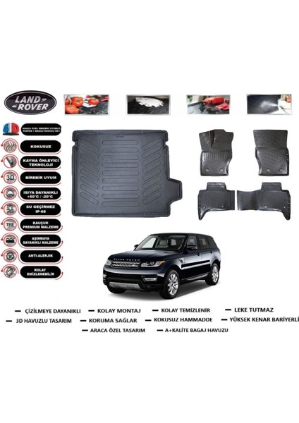Range Rover Sport 2016 Model Bagaj Havuzu Araca Özel Paspas Takımı Prrox