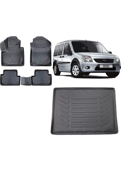 Connect Combi 2010 Model Cepsiz 3D Bagaj Havuzu+3d Havuzlu Araca Özel Paspas Takımı