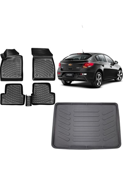 Chevrolet Cruze Hatchback 2009 Model 3D Bagaj Havuzu+3d Havuzlu Araca Özel Paspas Takımı