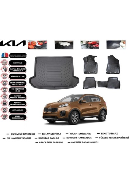 Sportage 2016 Model Bagaj Havuzu Araca Özel Paspas Takımı Prrox