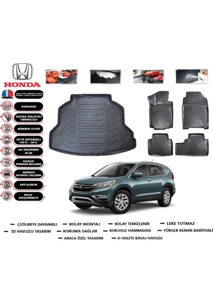 Crv 2015 Model Bagaj Havuzu Araca Özel Paspas Takımı Prrox