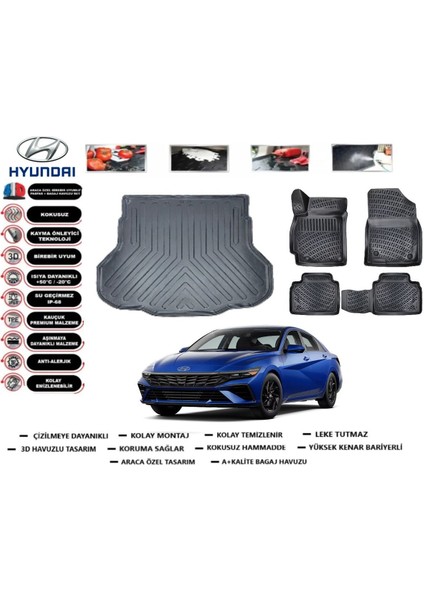 Elantra 2024 Model Bagaj Havuzu Araca Özel Paspas Takımı Prrox