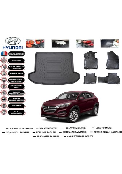 Tucson 2017 Model Bagaj Havuzu Araca Özel Paspas Takımı Prrox