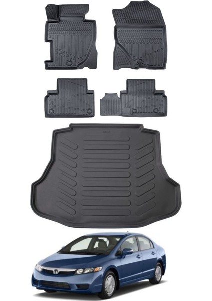 Civic 2006 Model Bagaj Havuzu Araca Özel Siyah Paspas Takımı
