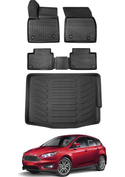 Focus 3,5 Hatchback 2015 Model Bagaj Havuzu Araca Özel Siyah Paspas Takımı