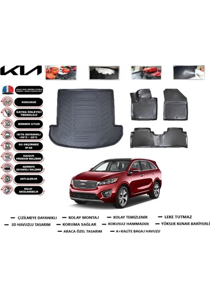 Sorento 2020 Model Bagaj Havuzu Araca Özel Paspas Takımı Prrox