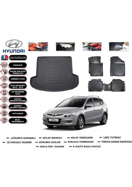 I30 Sw 2011 Model Bagaj Havuzu Araca Özel Paspas Takımı Kauçuk