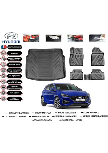 I30 2018 Model Üst Bagaj Havuzu Araca Özel Paspas Takımı Prrox