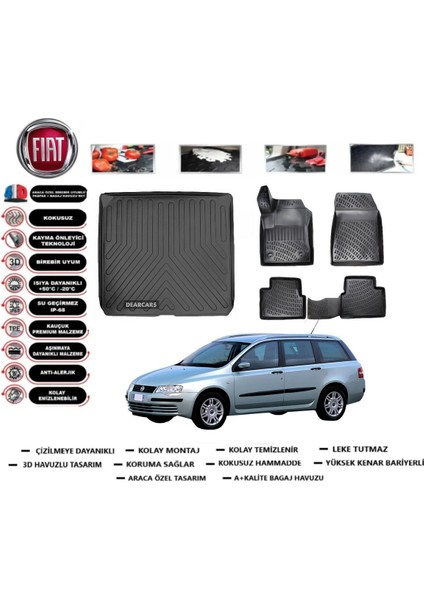 Stilo Station 2005 Model Bagaj Havuzu Araca Özel Paspas Takımı Prrox