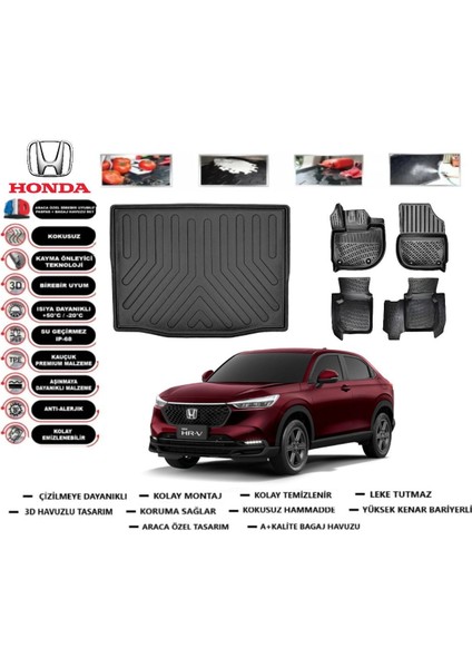 Hr-V 2023 Model Bagaj Havuzu Araca Özel Paspas Takımı Kauçuk