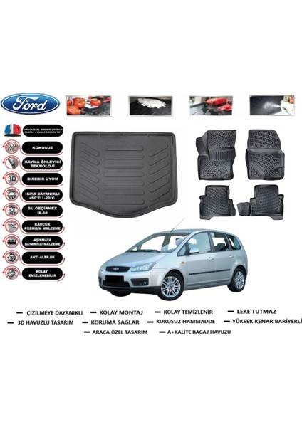 C-Max 2004 Model Bagaj Havuzu Araca Özel Paspas Takımı Prrox