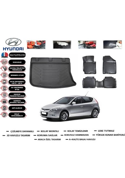 I30 2009 Model Bagaj Havuzu Araca Özel Paspas Takımı Prrox