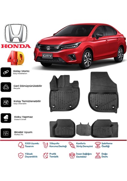 City 2021 ve Sonrası 4.5d Plus Havuzlu Siyah Paspas Takımı Yumuşak