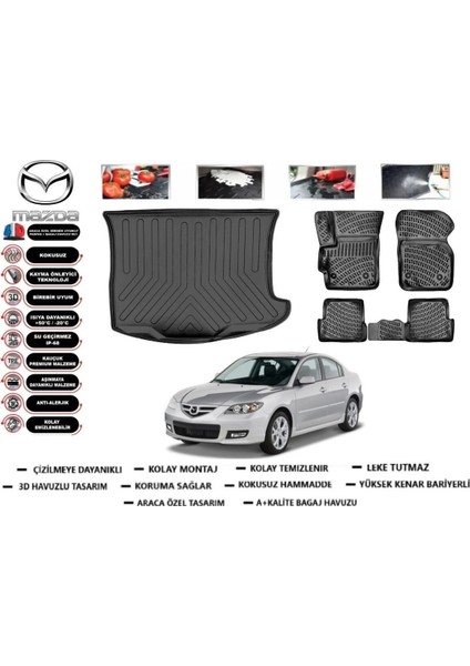 3 2009 Model Bagaj Havuzu Araca Özel Paspas Takımı Prrox