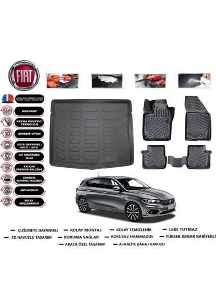 Egea Hb 2020 Model Stepneli Bagaj Havuzu Araca Özel Paspas Takımı Prrox