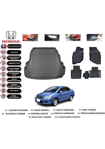 City 2004 Model Bagaj Havuzu Araca Özel Paspas Takımı Prrox