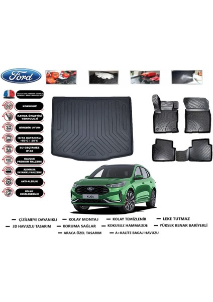 Kuga 2021 Model Bagaj Havuzu Araca Özel Paspas Takımı Prrox