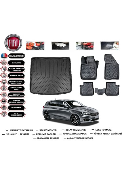 Egea Hb 2017 Model Tamir Kitli Bagaj Havuzu Araca Özel Paspas Takımı Flex