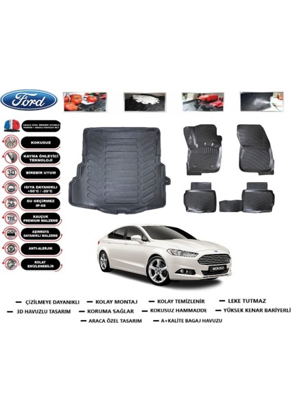 Mondeo 2020 Model Bagaj Havuzu Araca Özel Paspas Takımı Prrox