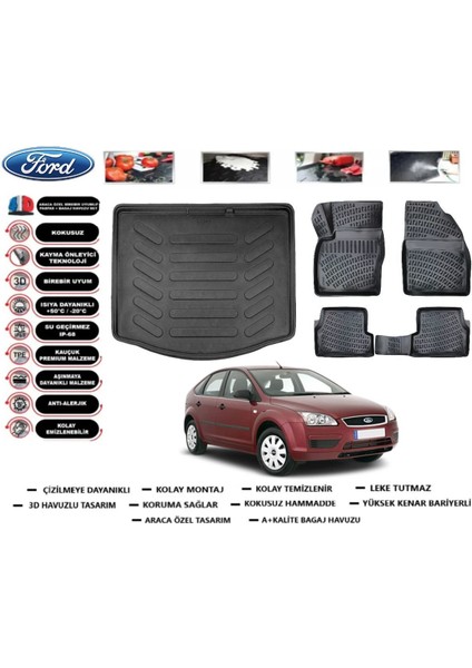 Focus 2 Hb 2005 Model Bagaj Havuzu Araca Özel Paspas Takımı Prrox