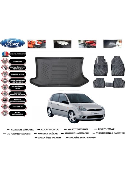 Fiesta 2007 Model Bagaj Havuzu Araca Özel Paspas Takımı Prrox