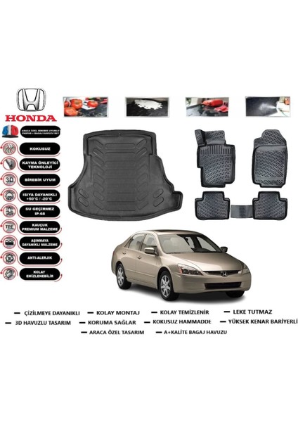 Accord 2007 Model Bagaj Havuzu Araca Özel Paspas Takımı Kauçuk