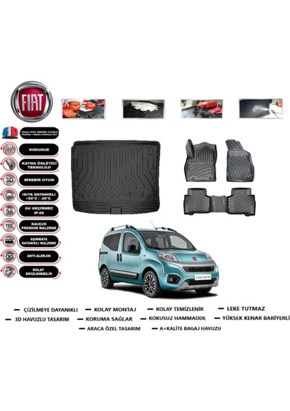 Fiorino 2021 Model Koltuklu Van Bagaj Havuzu Araca Özel Paspas Takımı Flex