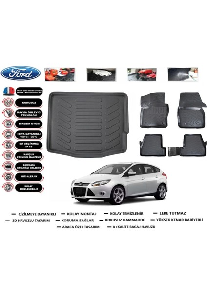 Focus 3 Hb 2013 Model Bagaj Havuzu Araca Özel Paspas Takımı Prrox