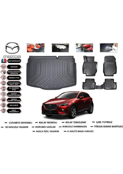 Cx3 2017 Model Bagaj Havuzu Araca Özel Paspas Takımı Prrox