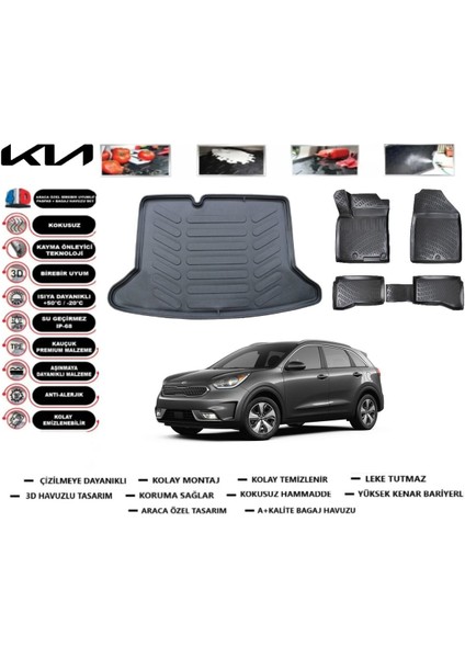Niro 2021 Model Bagaj Havuzu Araca Özel Paspas Takımı Prrox