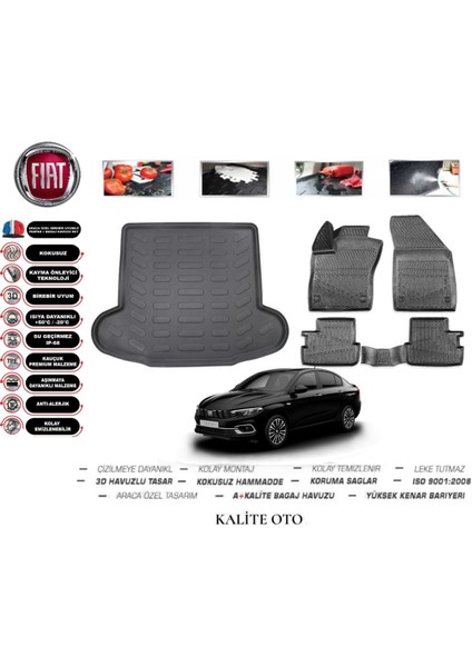 Egea Sedan 2022 Model 3D Bagaj Havuzu+4d Havuzlu Paspas Seti