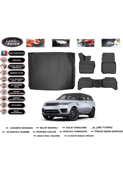 Range Rover Sport 2023 Model Bagaj Havuzu Araca Özel Paspas Takımı Prrox