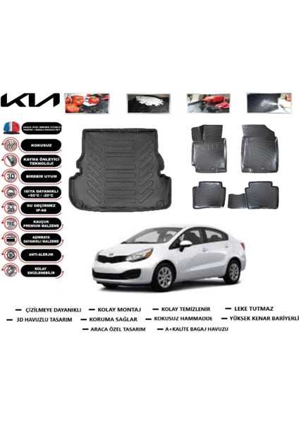 Rio Sedan 2013 Model Bagaj Havuzu Araca Özel Paspas Takımı Prrox
