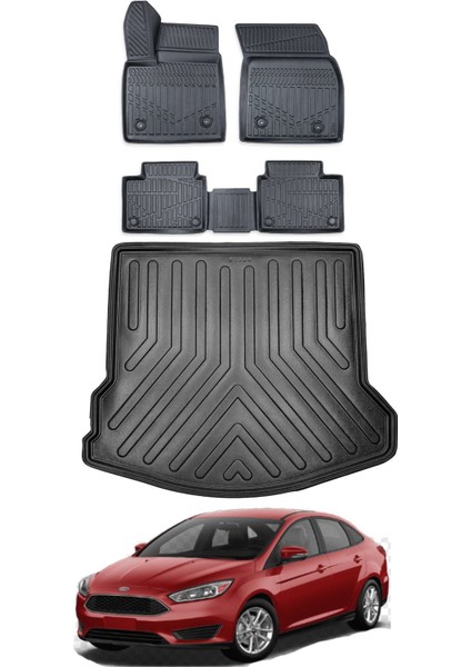 Focus 3 Sedan 2011 Model Bagaj Havuzu Araca Özel Siyah Paspas Takımı