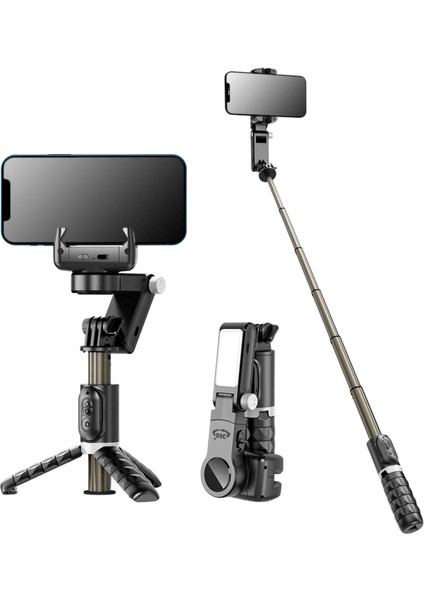 Q18 Masaüstü 360° Bluetooth Star Işığı Özellikli Gimbal Sabitleyici Tripod Selfie Çubuğu