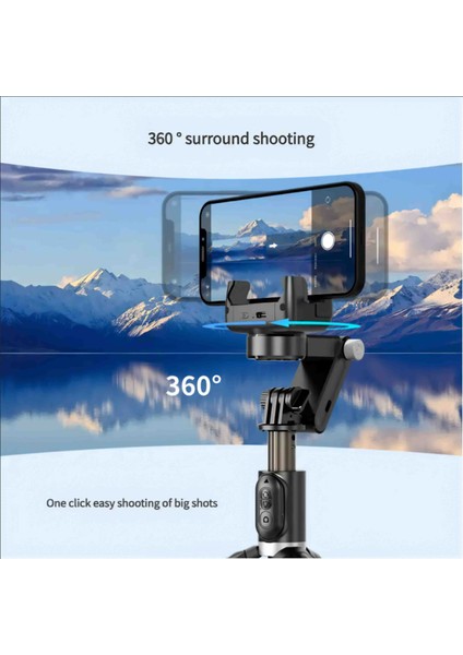 Q18 Masaüstü 360° Bluetooth Star Işığı Özellikli Gimbal Sabitleyici Tripod Selfie Çubuğu