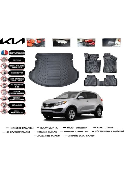 Sportage 2014 Model Bagaj Havuzu Araca Özel Paspas Takımı Prrox